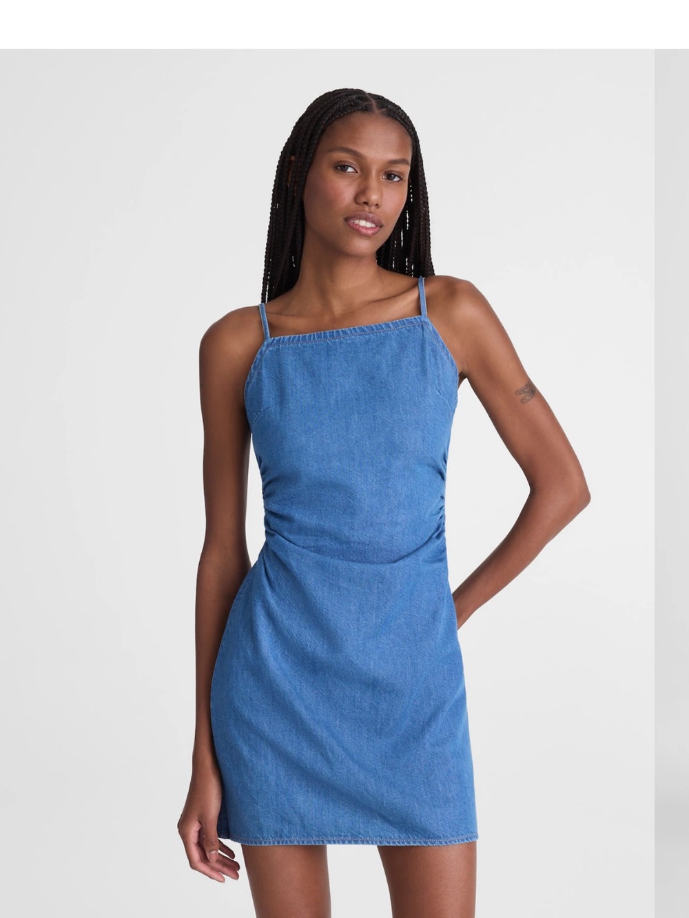Madewell Blue Denim Spaghetti-Strap Mini Dress